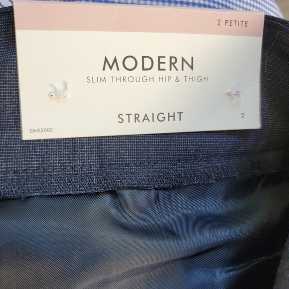 Ann Taylor Factory Navy Blue Modern Fit Trouser Straight-Leg Slim 2P Dress Pants - Picture 8 of 12